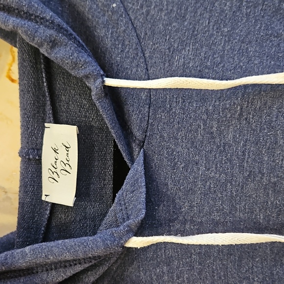 WOMEN'S BLACK BEAD NAVY BLUE SWEATSHIRT SWEATER HOODIE PULLOVER SZ MEDIUM $35 - Picture 4 of 6